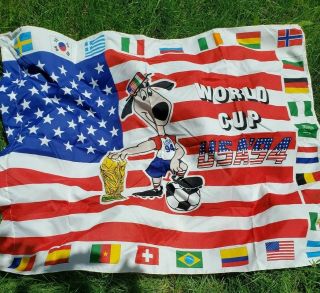 Rare 1994 Usa World Cup Soccer Mascot " Striker " Flag Banner 