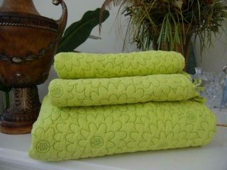 Euc Rare Land Of Nod Kids Teen 3 Pc Twin Floral Stitched Green Quilt 2 Shams Set
