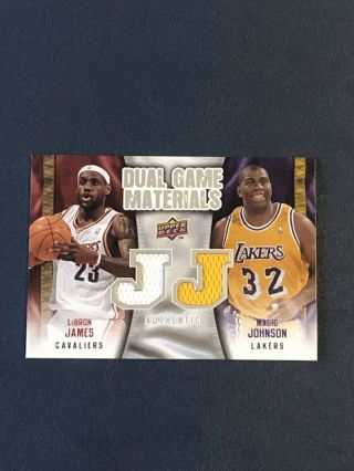 Lebron James Magic Johnson 09 - 10 Upper Deck Dual Game Materials Lakers Rare