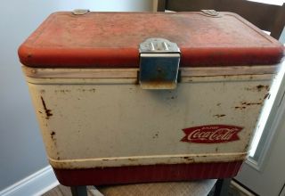 Rare Vintage Metal White Coleman Coca - Cola Ice Box Cooler Coke Pop Soda