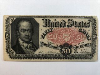 Rare Old 1875 50 Cents Us Fractional Currency Banknote 5th Issue Note