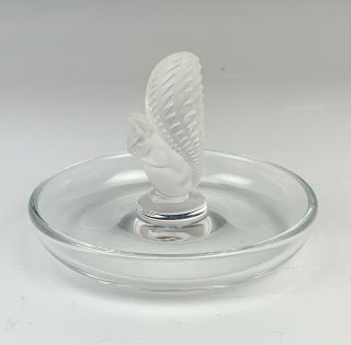 Rare Vintage Signed Lalique French Crystal Ecureuil Squirrel Figurine Tray Skr