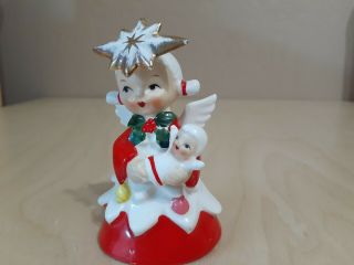Vintage Napco Christmas Angel Bell Gold - Trimmed Star On Forehead Rare 1950 