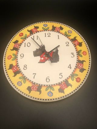 Mary Engelbreit Ceramic Wall Clock Scotty Scottie Dog Retired Rare