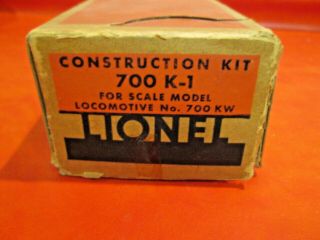 Lionel 700 K - 1 Construction Kit For Locomotive 700 Kw Rare For 700e