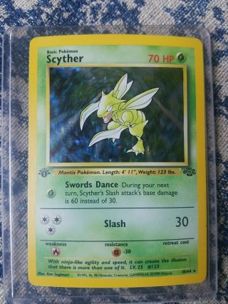 Scyther 1st Edition 10/64 Pokemon Jungle Set Holo Rare Wotc Tcg 1999