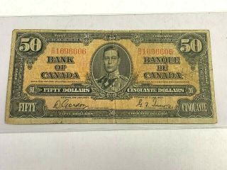 1937 Canada $50 Fifty Dollars,  George Vi,  Gordon - Towers,  Rare Banknote