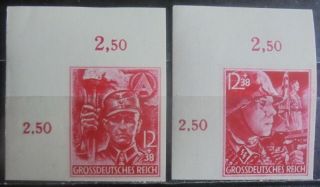 German Reich 1945 12th Anniversary Of Third Reich,  Imperf Set Of 2 Mnh Rare