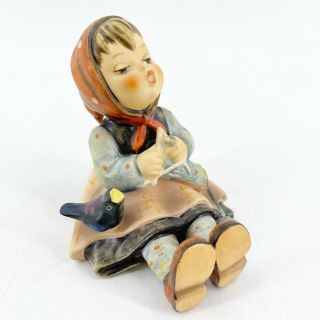 Vintage Goebel Hummel Figurine Tmk - 3 Happy Pastime Girl 69 Knitting Bird Rare