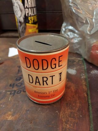Rare Vintage Dodge Dart Promotion Oil Can Bank Savings By The Barrel Can