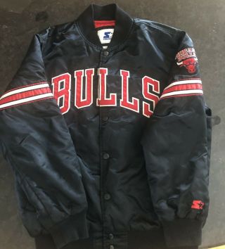 Vintage Chicago Bulls Starter Satin Jacket Bomber Michael Jordan Nba 90s Sz Xl