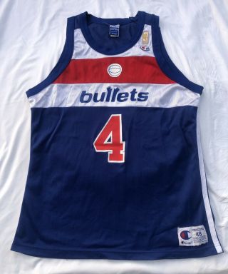 Vtg Washington Bullets Chris Webber Gold Label Champion Jersey Size 44 Wizards