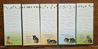 Set Of 5 Magnetic Note Pads Seasonal Kitty Kitten Sheets Grocery List To Do Memo