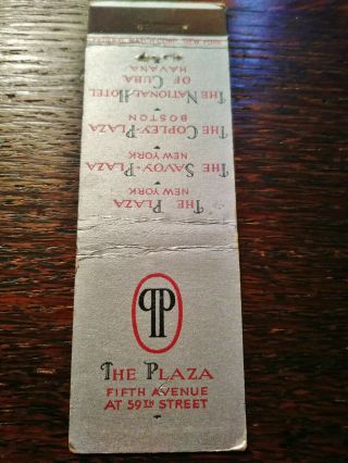 Vintage Matchcover: The Plaza Hotel,  York,  Ny 32