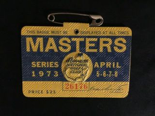 1973 Masters Badge Ticket Winner: Tommy Aaron Golf Augusta National