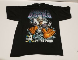 Vintage 1993 Salem Sportswear Mighty Ducks On The Pond T - Shirt Size Xl Disney