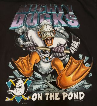 Vintage 1993 Salem Sportswear Mighty Ducks ON THE POND T - shirt Size XL Disney 2