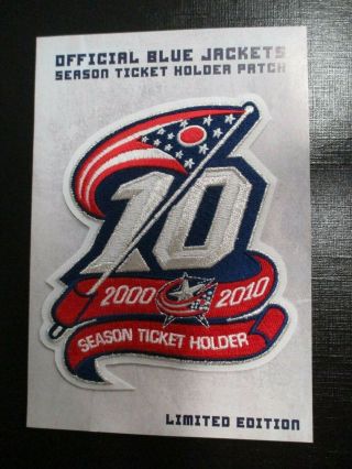 Columbus Blue Jackets 10 Years 2000 - 2010 Season Ticket Holder Patch Limited Ed