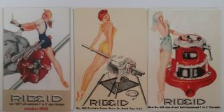 Swap Cards Vintage Ladies - Set Of 3 Wide Vintage Pin Up Girls " Rigid "