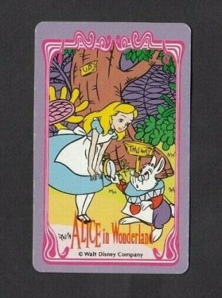 1 Swap Playing Card 1980s Vintage Walt Disney Alice In Wonderland Joker 3/4 Size