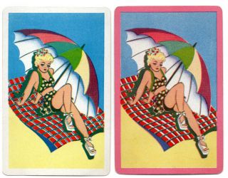 Lady Vintage Swap Card Playing Card Pin Up Risqué 1 Off Only