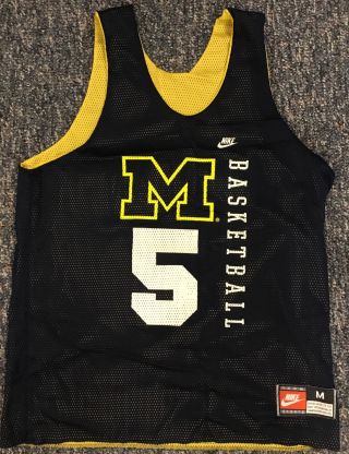 Michigan Wolverines Fab 5 Jalen Rose Nike Basketball Reversible Jersey Vintage