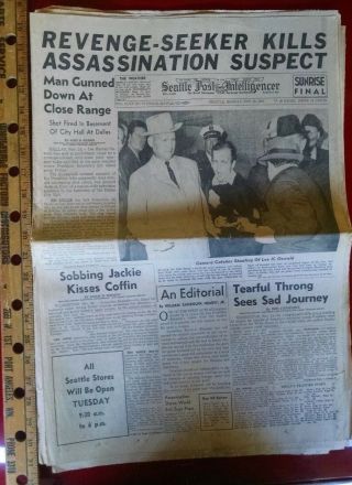 Vintage J.  F.  K.  Assassination Coverage Nov.  25th 1963 Seattle P.  I.  Jack Ruby