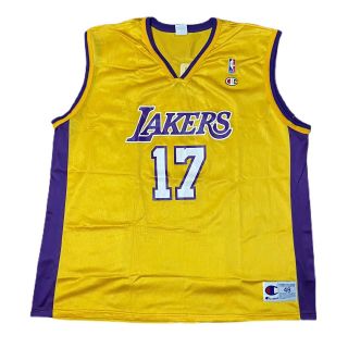 Vintage Rick Fox La Lakers Basketball Champion Jersey Size 48 Nba Home Yellow