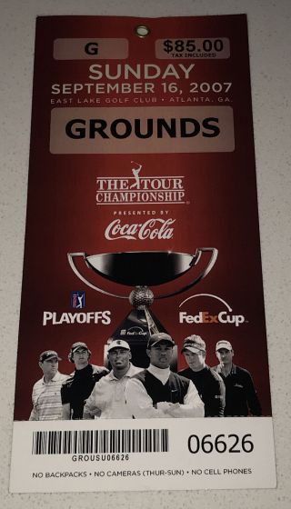 2007 Cup Pga East Lake Golf Club Atlanta,  Ga Tiger Woods Win Ticket Badge