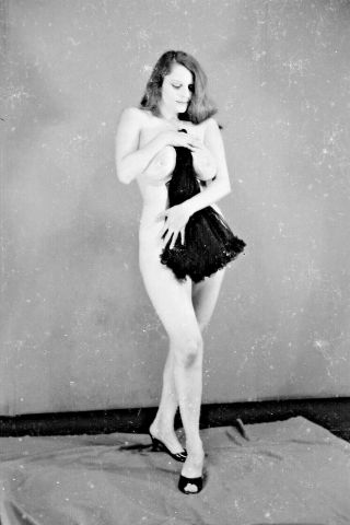 Vtg 1950s 35mm Negative Brunette Pinup Holding Nightie Semi Nude Heels 263 - 12