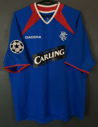 Vintage Men Uefa Champions League Rangers 2003/2005 Soccer Football Shirt Size M