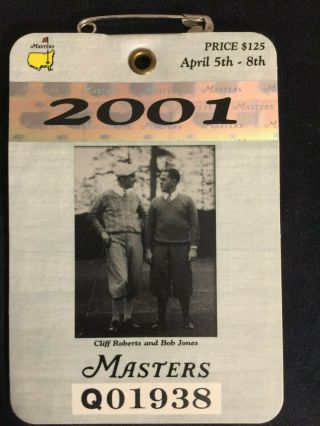 2001 Masters Badge Ticket Winner: Tiger Woods Completes Slam Augusta National