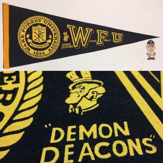 Vintage Wake Forest Demon Deacon University Carolina Pennant College 12x29.  25