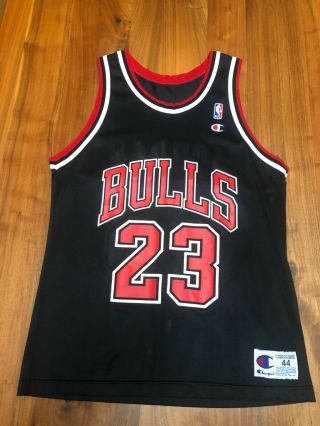 Vintage Authentic Michael Jordan 23 Chicago Bulls Black Champion Nba Jersey 44
