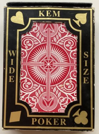 Kem Arrow Wide Size Plastic Playing Card Deck Red Design 52 Cards Deck