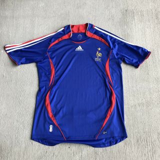 France 2006 - 07 Home Shirt Adidas Jersey Soccer Size L Blue Fifa World Cup