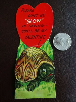 Vtg Valentine Card Turtle Don 