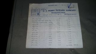 1906 Birmingham Alabama Letterhead Billhead C.  J.  Perry Cutlery Company
