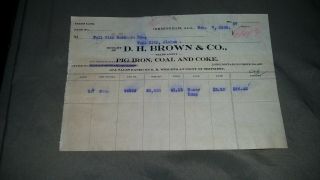 1908 Birmingham Alabama Letterhead Billhead D.  H.  Brown & Co.