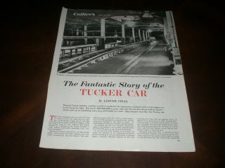 The Fantastic Story Of The Tucker Car - Article In Collier 