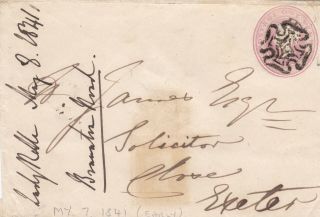 1841 Qv London Mx Maltese Cross On 1d Pink Stationary Cover Early Use May 41