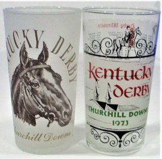 1964 And 1973 (secretariat) Official Kentucky Derby Glass Duo -