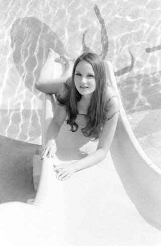 Vintage Pinup Negative 1960s Sexy Brunette Poolside Pose