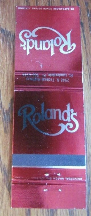 FORT LAUDERDALE,  FLORIDA: ROLAND ' S RESTAURANT MATCHBOOK MATCHCOVER - E 2