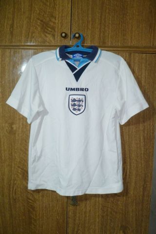 England Umbro Retro Football Shirt Home 1995/1996 White Soccer Jersey Men Size M