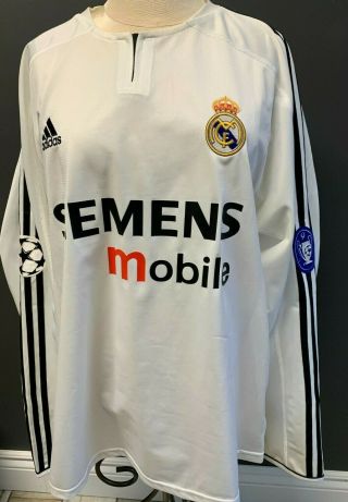 Real Madrid Soccer Jersey 2006 2007 Long Sleeve Shirt White Xl Mens Adidas Uefa9