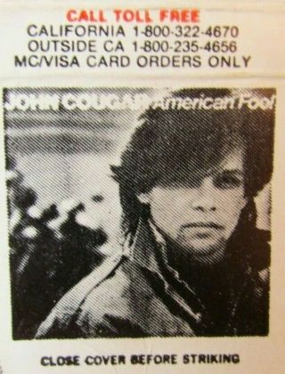 Music Matchbook Matchcover: John Cougar Mellencamp Singer & Musician - E15