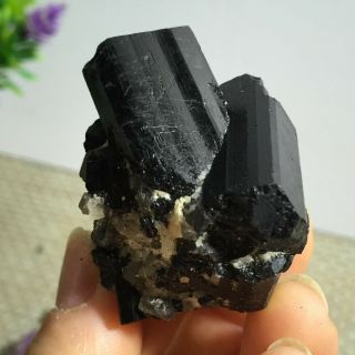 Top Natural Rough Black Tourmaline Crystal Cluster Mineral Specimen 51g A2532