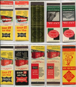(10) Vintage Railroad Frisco Spokane Portland Seattle Sp&s Matchbook Covers