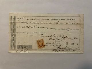 Civil War Era Receipt For Purchase Of Real Estate In Pennsylvania (1865)